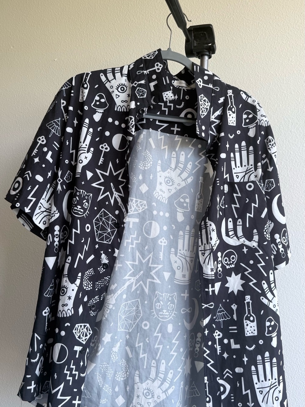 Black & White magic Graphic Short-Sleeve Shirt Jacket